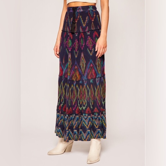 Desigual Tiered Maxi Drawcord Waist Knit Skirt Size S - Picture 3 of 16